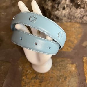 Coach Studded leather Dog Collar, XL Blue New